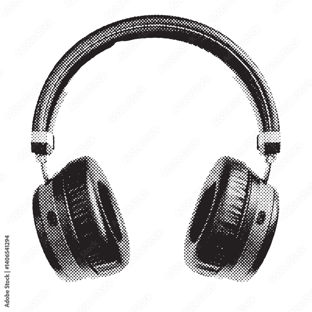 Canvas Prints headphones halftone grunge vector design element