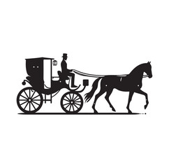 Horse and carriage silhouette vector illustration
