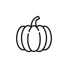 Simple Black Line Art Illustration Of A Pumpkin On A White Background