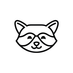 Minimalist Raccoon Icon Illustration Black And White Line Art Style Design Template