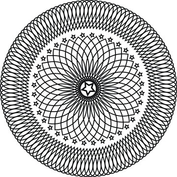 round ornamental madala design black and white