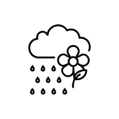 Weather Icon Featuring A Rain Cloud Above A Flower Signifying Growth