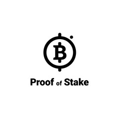 Obraz premium Proof of Stake cryptocurrency icon on white background, blockchain concept