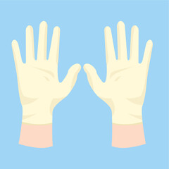 Vector Illustration of Medical Gloves, equipment or property in the medical field, rubber clothing for protection against bacteria and viruses, flat art design style. 