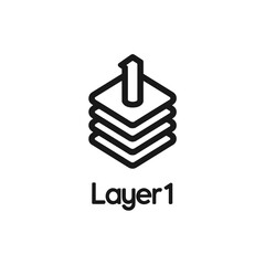 Layer 1 cryptocurrency logo in black and white, blockchain concept