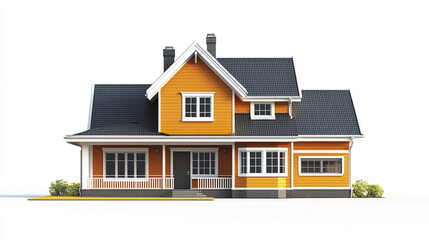 charming orange house with porch and gabled roof
