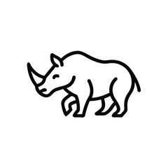 Minimalist Vector Illustration Of A Rhinoceros Outlined In Black And White