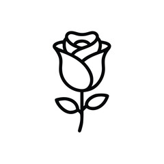 Rose Flower Icon Symbol In Vector Floral Outline Style For Decoration
