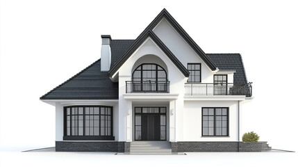 modern white house with black roof and large windows