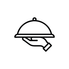 Hand Holding Cloche Food Presentation Icon Restaurant Service Serving Dish Illustration
