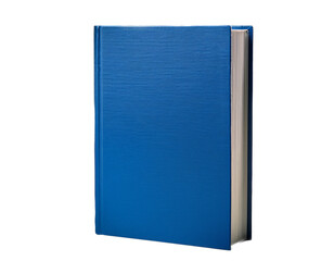 Blue hardcover book, transparent background