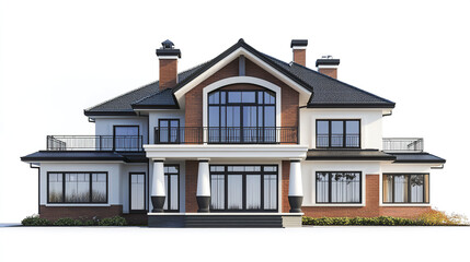 Elegant two story house with large windows and modern design