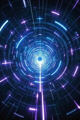 Obraz premium a dark tunnel with blue and purple lights in the middle