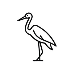 Heron Bird Standing Wildlife Minimalist Line Art Illustration Simple Design Graphic
