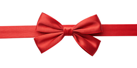 Fototapeta premium Elegant Red Ribbon Bow Isolated on Transparent Background – Perfect for Holidays, Gifts & CelebrationsRealistic Red Gift Ribbon Bow PNG – Decorative Element for Christmas, New Year, Valentine's, Pac