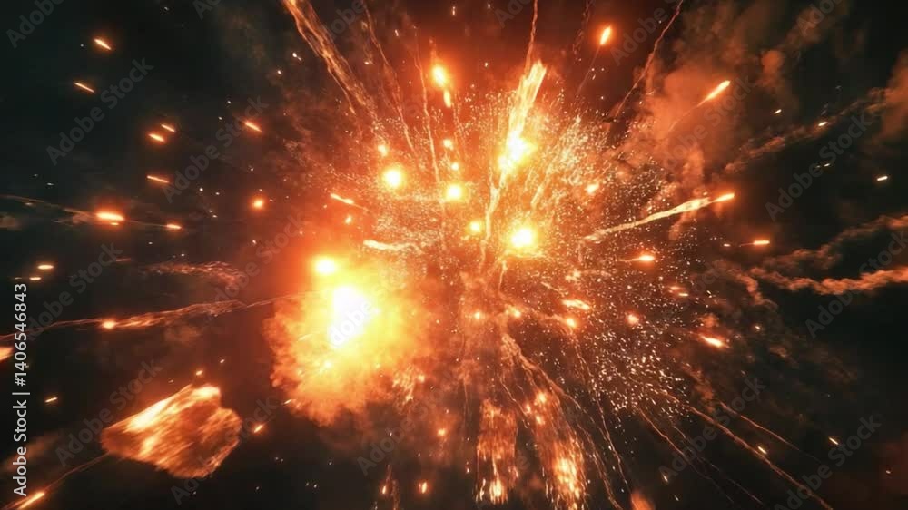 Poster explosive fireworks dramatic burst of colorful light and energy creating intense and dynamic atmosph