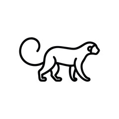 Monkey Silhouette Outline Vector Illustration For Logo Or Design Elements