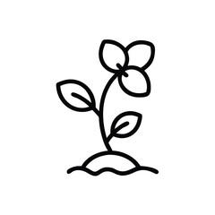 Simple Line Art Illustration Of A Plant Growing From Soil Icon
