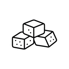 Three Sugar Cubes Stacked Neatly In A Minimalist Outline Design