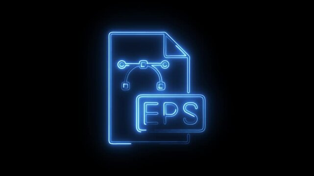 Glowing neon eps icon isolated on black background. HD Video motion graphic animation