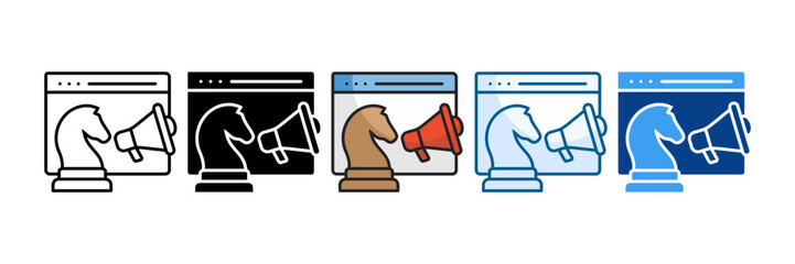 Marketing Strategy Icon Set Multiple Style Collection