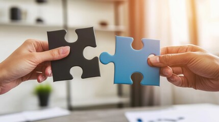 Collaborative puzzle solving modern office hands-on activity bright workspace engaging perspective team building concept