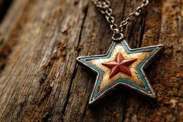 Rustic star pendant on aged wood