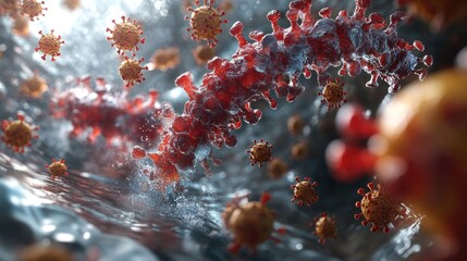 Viral particles interacting in a cellular environment
