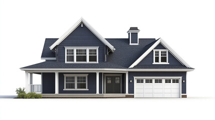 charming blue house with gable roof and white trim