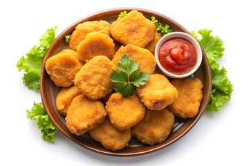 Crispy Chicken Nuggets Served with Ketchup