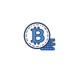 Obraz premium Bitcoin cryptocurrency coin icon with stacks of coins 