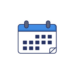 Calendar icon in flat style with days marked and blue hues  