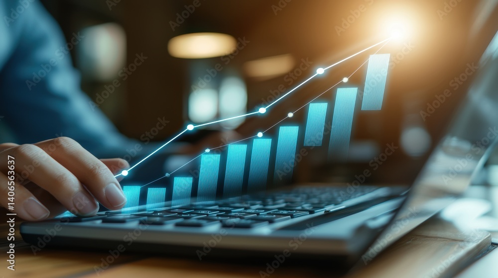 Poster analyzing business growth metrics office space infographic digital environment close-up view data vi