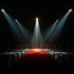 Illuminated Podium With Red Carpet. Vector Illustration.
