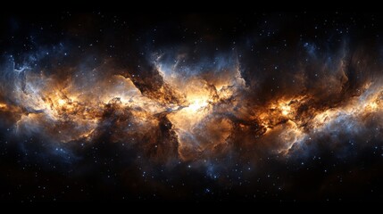 Fototapeta premium Cosmic Nebula with Orange and Blue Hues