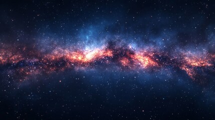 Fototapeta premium Cosmic Nebula in Dark Space with Vibrant Red and Blue Hues