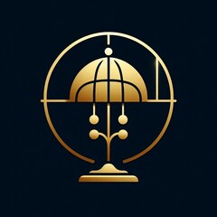 Golden Emblem Globe On Navy suitable for website background