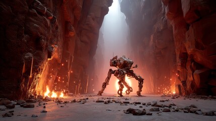 Robotics Robotic Mech Scene Alien Charging Canyon 9it2h2h