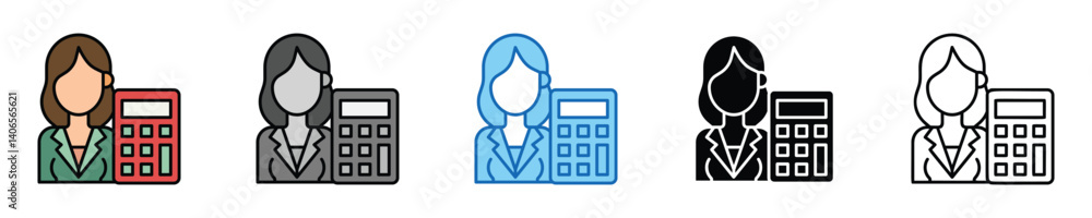 Poster accounting icons set – editable vector icons in multiple styles