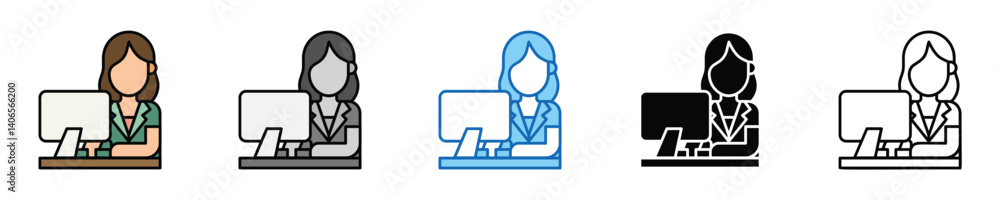 Poster administration icons set – editable vector icons in multiple styles