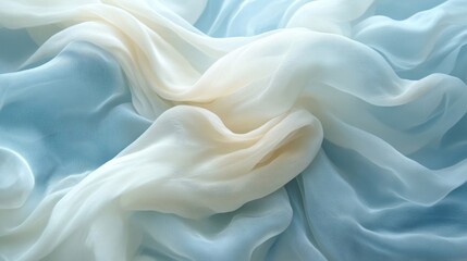 Fototapeta premium Blue And White Draped Fabric Texture Background