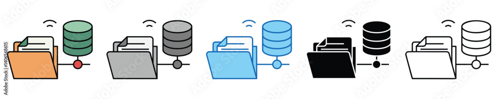 Aufkleber backup icons set – editable vector icons in multiple styles