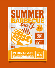 Summer barbecue party vertical flyer or poster vector template design