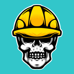 Vector skull wearing a safety helmet, blending dark art with construction aesthetics. Perfect for unique graphic or apparel design.