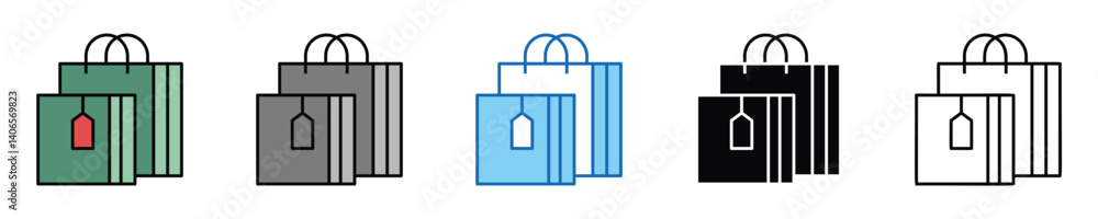 Poster buying icons set – editable vector icons in multiple styles