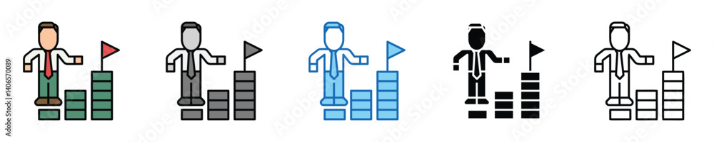 Poster career icons set – editable vector icons in multiple styles