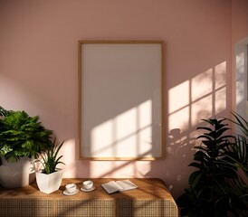 Frame mockup, ISO A0 paper size. Living room wall poster mockup. Interior mockup with house...