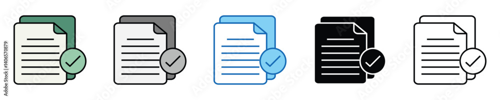 Poster check icons set – editable vector icons in multiple styles