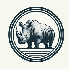 Obraz premium Monochrome Rhino Emblem Graphic suitable for brand identity