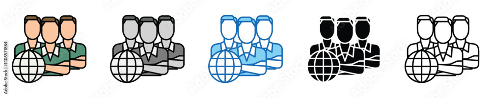 Poster community icons set – editable vector icons in multiple styles